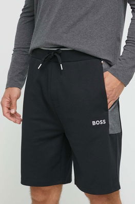 BOSS Pantaloni Scurți De Lounge Culoarea Negru Bărbaţi, Tricotaj, Model Model Fin