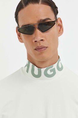 HUGO Longsleeve Barbati, Culoarea Verde, Cu Imprimeu Bărbaţi, Cu Elastan, Model Print