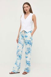 Red Valentino Pantaloni De Bumbac Drept, High Waist Dama Albastru