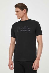Karl Lagerfeld Tricou Barbati, Culoarea Negru, Modelator Bărbaţi, Cu Elastan, Model Print