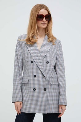 Tommy Hilfiger Sacou Culoarea Albastru Marin, Cu Doua Randuri De Nasturi, Modelator Dama Bleumarin, Panza