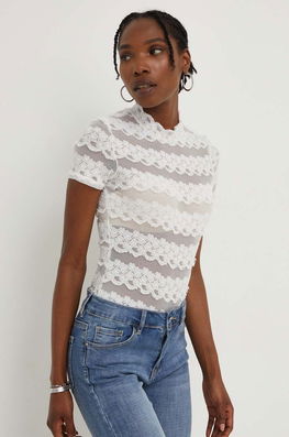 Answear Lab Body Culoarea Alb, Neted Dama, Cu Elastan, Casual
