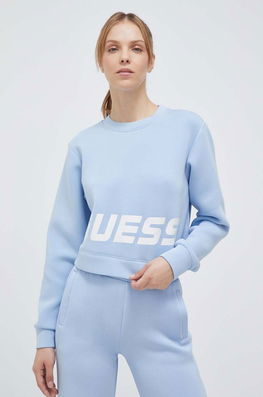 Guess Bluza Femei, Cu Imprimeu Dama Albastru, Cu Elastan, Model Print