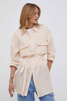 Pennyblack Camasa De In Culoarea Portocaliu, Cu Guler Clasic, Relaxed Dama, Casual, Model Curele