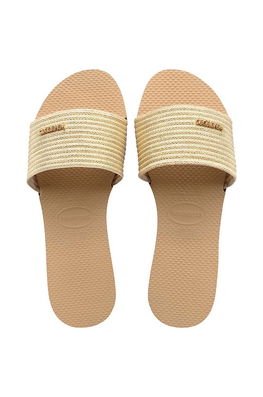 Havaianas Papuci YOU MALTA METALLIC Femei, Culoarea Auriu, 4147312.0570 Dama, Sintetic, Toc Plat