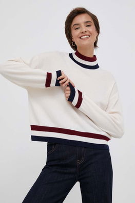 Tommy Hilfiger Pulover De Lana Femei, Culoarea Bej, Light, Cu Turtleneck Dama