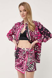 Red Valentino Pantaloni Scurti Din Bumbac Culoarea Roz, Modelator, High Waist Dama