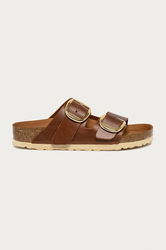 Birkenstock Șlapi De Piele Femei, Culoarea Maro Dama, Toc Plat