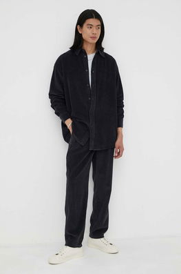 American Vintage Camasa Din Bumbac Barbati, Culoarea Albastru Marin, Cu Guler Clasic, Relaxed Bărbaţi Bleumarin, Casual