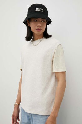 American Vintage Tricou Barbati, Culoarea Bej Bărbaţi, Model Melanj