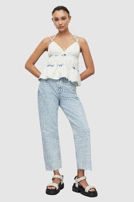 AllSaints Top Din Bumbac Culoarea Alb Dama, Model Model Fin