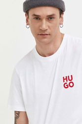 HUGO Tricou Din Bumbac Culoarea Alb, Neted Bărbaţi