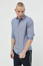 Jack & Jones Camasa Din Amestec De In JJESUMMER Cu Guler Clasic, Regular, 12220134 Bărbaţi Albastru, Cu Un Amestec De In, Casual