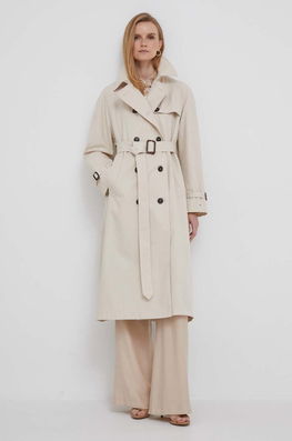 Tommy Hilfiger Trenci Din Bumbac Culoarea Bej, De Tranzitie, Oversize Dama