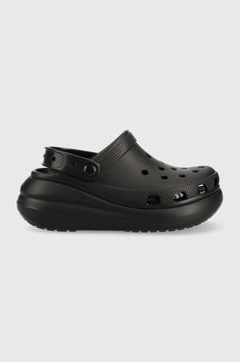 Crocs Papuci Classic Crush Clog Femei, Culoarea Negru, Cu Platforma Dama, Sintetic