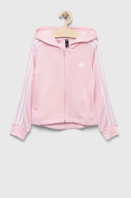 Adidas Bluza Copii Culoarea Roz, Cu Glugă, Cu Imprimeu