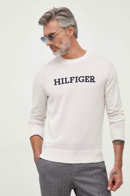 Tommy Hilfiger Pulover De Bumbac Culoarea Bej, Light Bărbaţi