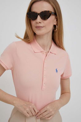 Polo Ralph Lauren Tricou Polo Femei, Culoarea Portocaliu Dama, Cu Elastan
