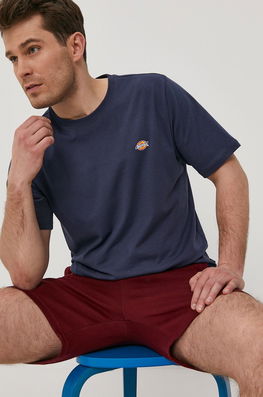 Dickies Tricou Bărbați, Culoarea Albastru Marin, Material Neted Bărbaţi Bleumarin, Bumbac