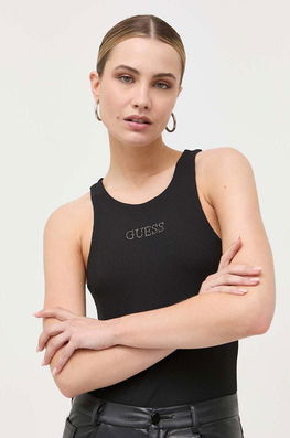 Guess Body Femei, Culoarea Negru Dama, Cu Elastan, Model Imprimeu