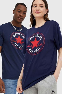 Converse Tricou Din Bumbac Culoarea Albastru Marin, Cu Imprimeu Bărbaţi Bleumarin, Model Print