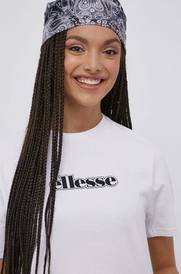 Ellesse Tricou Din Bumbac Culoarea Alb Dama, Model Imprimeu