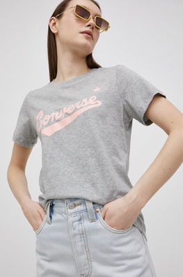 Converse Tricou Din Bumbac Culoarea Gri Dama, Model Print