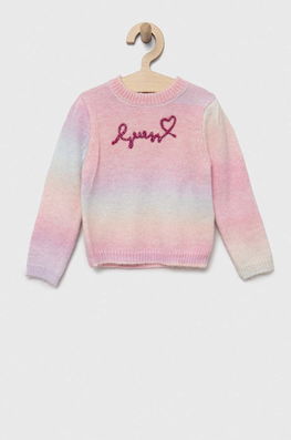 Guess Pulover Pentru Copii Din Amestec De Lana Culoarea Roz, Cu Un Amestec De Lana, Model Imprimeu