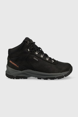 Merrell Pantofi Erie Mid Leather Waterproof Barbati, Culoarea Negru Bărbaţi, Piele Intoarsa