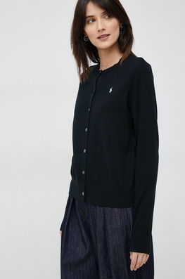 Polo Ralph Lauren Cardigan Femei, Culoarea Negru, Light Dama