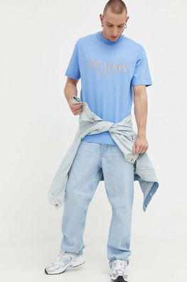 On Vacation Tricou Din Bumbac Cu Imprimeu Bărbaţi Albastru
