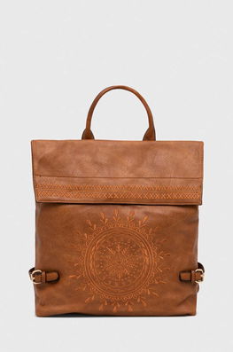 Medicine Rucsac Femei, Culoarea Maro, Mic, Cu Imprimeu Dama, Imitatie De Piele