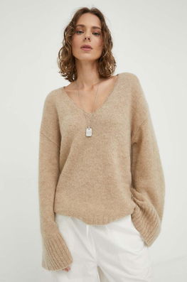 By Malene Birger Pulover Din Amestec De Lana Femei, Culoarea Bej Dama, Cu Un Amestec De Lana