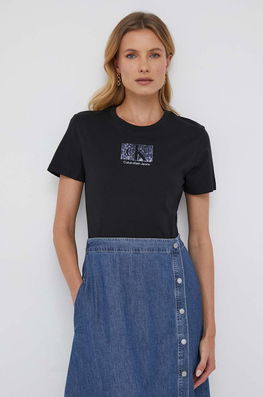 Calvin Klein Jeans Tricou Din Bumbac Culoarea Negru Dama, Model Print