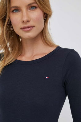 Tommy Hilfiger Longsleeve Din Bumbac Culoarea Albastru Marin Dama Bleumarin