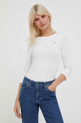 Tommy Hilfiger Longsleeve Din Bumbac Culoarea Bej Dama