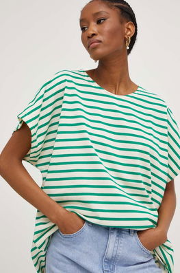 Answear Lab Tricou Din Bumbac Culoarea Verde Dama, Model Curele