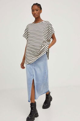 Answear Lab Tricou Din Bumbac Culoarea Bej Dama, Model Curele