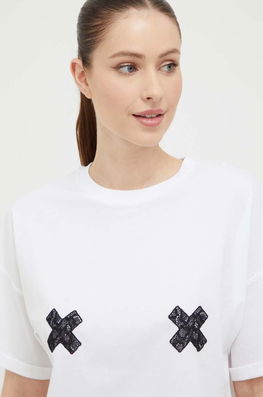 Chantelle X Tricou Din Bumbac Culoarea Alb Dama, Model Imprimeu