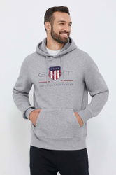 Gant Bluza Barbati, Culoarea Gri, Cu Glugă, Cu Imprimeu Bărbaţi