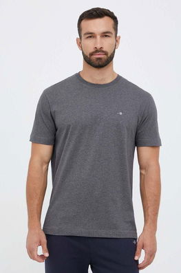 Gant Tricou Din Bumbac Culoarea Gri, Neted Bărbaţi