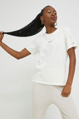 Tommy Jeans Tricou Din Bumbac Culoarea Bej Dama