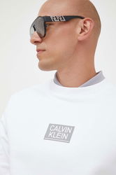 Calvin Klein Hanorac De Bumbac Barbati, Culoarea Alb, Cu Imprimeu Bărbaţi, Model Print