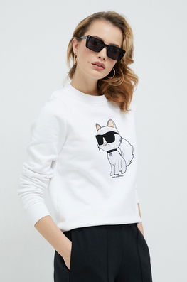 Karl Lagerfeld Bluza Femei, Culoarea Alb, Cu Imprimeu Dama