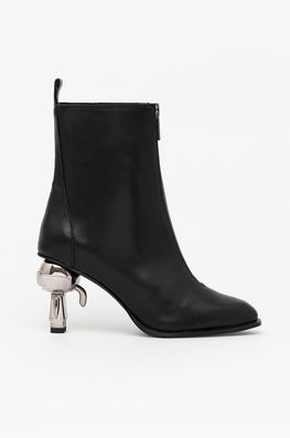 Karl Lagerfeld Cizme De Piele Ikon Heel Femei, Culoarea Negru, Cu Toc Drept Dama, Toc Gros