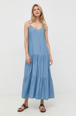 BOSS Rochie Maxi, Evazati Dama Albastru, Panza, Casual