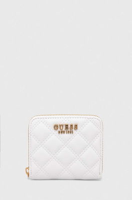 Guess Portofel Femei, Culoarea Bej Dama Alb, Imitatie De Piele