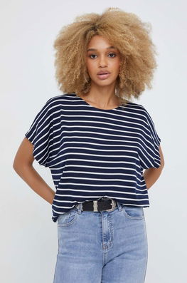 Answear Lab Tricou Femei, Culoarea Albastru Marin Dama Bleumarin, Cu Elastan, Model Curele