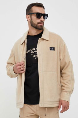 Calvin Klein Jeans Geaca Barbati, Culoarea Bej, De Tranzitie, Oversize Bărbaţi