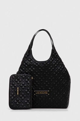 Love Moschino Poseta Culoarea Negru Dama, Imitatie De Piele